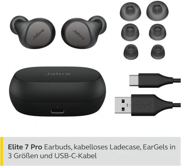 Jabra Elite 7 Pro ANC True Wireless Kopfhörer Titan/Schwarz – Bild 6