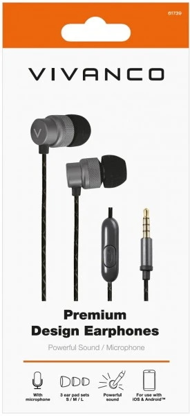 Vivanco Premium In Ear Headset Schwarz – Bild 2