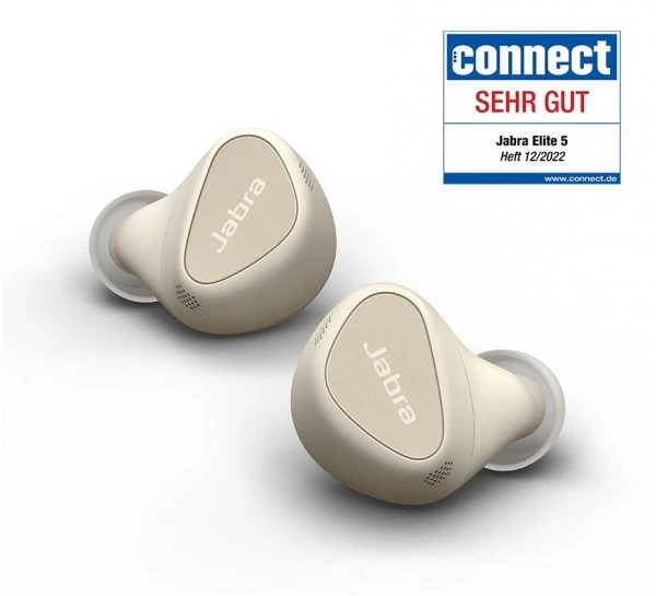 Jabra Elite 5, Mit Hybrider Aktiver Geräuschunterdrückung (ANC) Goldbeige