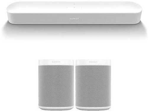Sonos BEAM Soundbar + 2X ONE SL Surroundlautsprecher Weiß