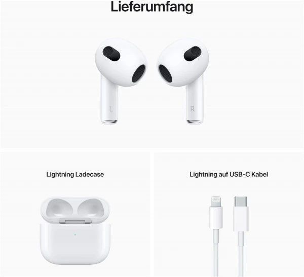 Apple AirPods 3. Generation True Wireless Kopfhörer Mit Lightning Charging Case – Bild 2