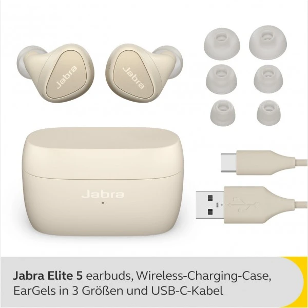 Jabra Elite 5, Mit Hybrider Aktiver Geräuschunterdrückung (ANC) Goldbeige – Bild 4