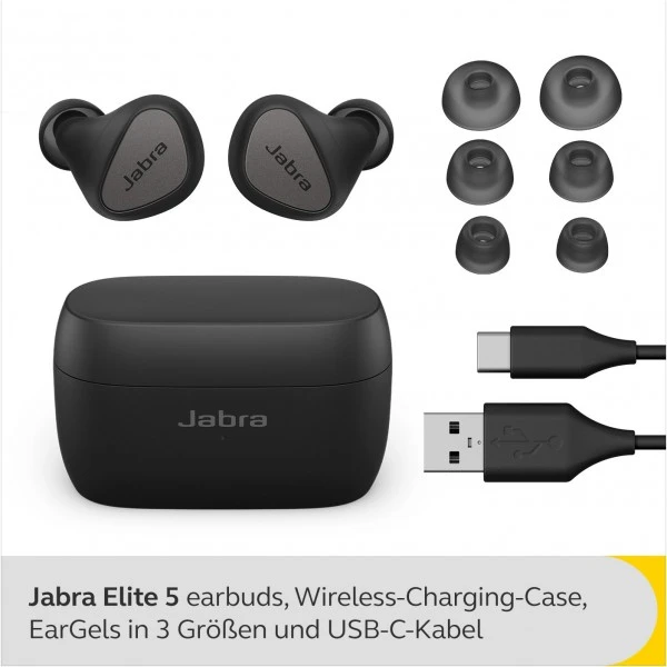 Jabra Elite 5, Mit Hybrider Aktiver Geräuschunterdrückung (ANC) Titanschwarz – Bild 6