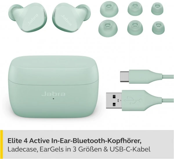 Jabra Elite 4 Active True Wireless Kopfhörer Mit ANC Light Mint – Bild 6